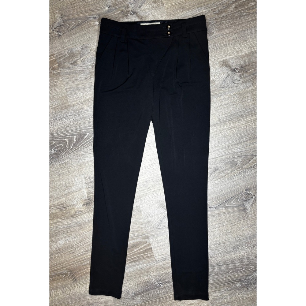 Leifsdottir Women's Black Tailored Pleated Slim Leg Dress Trousers Pants Size 6